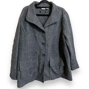 LL‎ Bean Bellandi Italian Wool Coat Women's Size 3X Button Gray Peacoat